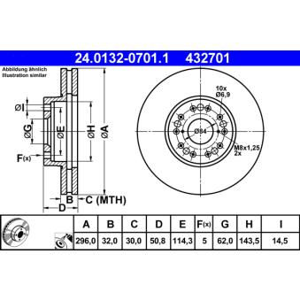 Jeu de 2 disques de frein avant ATE 24.0132-0701.1