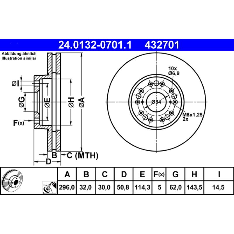 Jeu de 2 disques de frein avant ATE 24.0132-0701.1 - Visuel 1