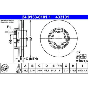 Jeu de 2 disques de frein avant ATE OEM 1763885