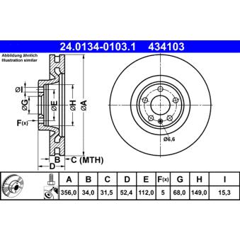 Jeu de 2 disques de frein avant ATE OEM 4H0615301F