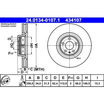 Jeu de 2 disques de frein avant ATE OEM 4G0615301C Jeu de 2 disques de frein avant ATE OEM 4G0615301C