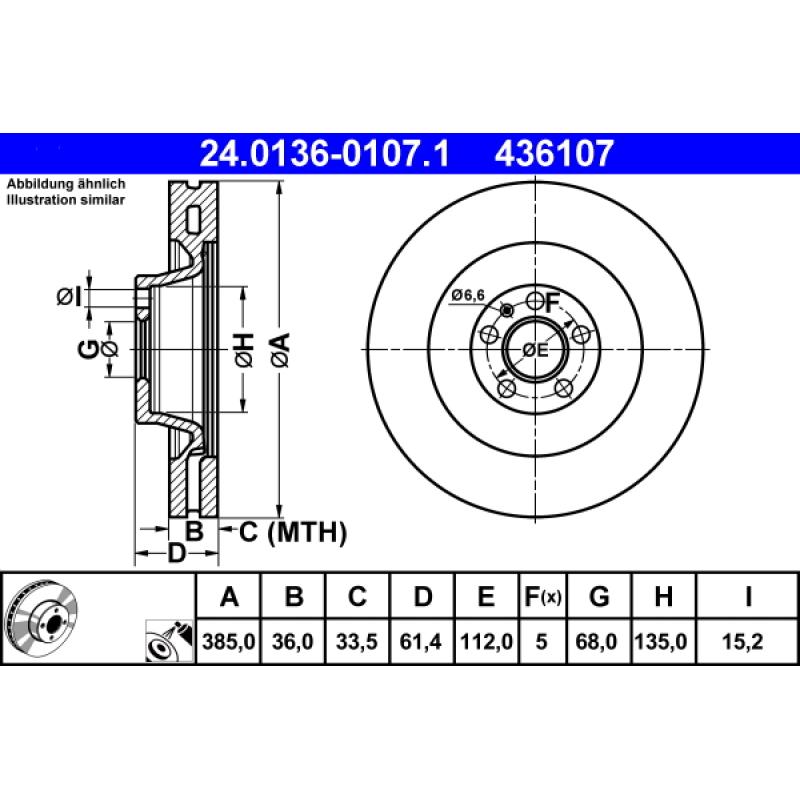 Jeu de 2 disques de frein avant ATE 24.0136-0107.1 - Visuel 1
