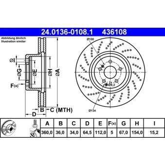 Jeu de 2 disques de frein avant ATE 24.0136-0108.1