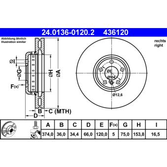 Disque de frein avant droit ATE OEM 34116783778