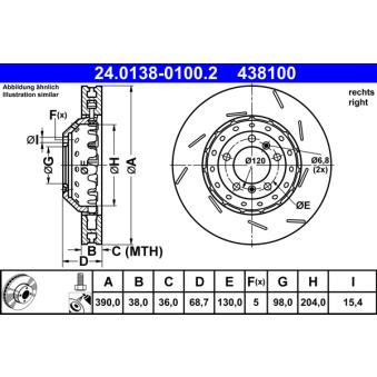 Disque de frein avant droit ATE 24.0138-0100.2