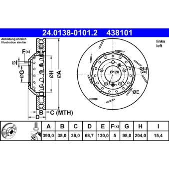 Disque de frein avant gauche ATE 24.0138-0101.2