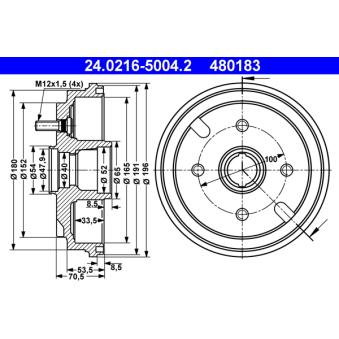 Tambour de frein ATE OEM 4240397205000 Tambour de frein ATE OEM 4240397205000