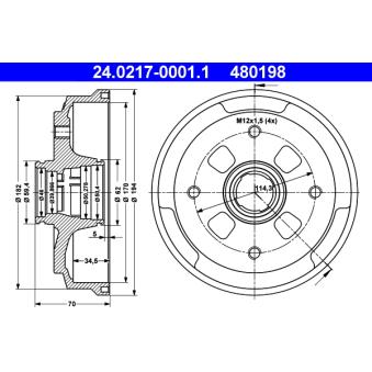 Tambour de frein ATE 24.0217-0001.1