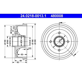Tambour de frein ATE 24.0218-0013.1