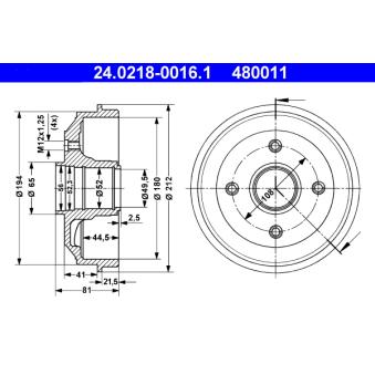 Tambour de frein ATE OEM 424732
