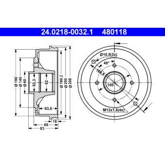 Tambour de frein ATE OEM 7700783030 Tambour de frein ATE OEM 7700783030