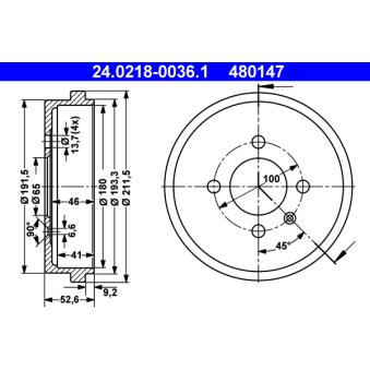 Tambour de frein ATE OEM 6X0609617