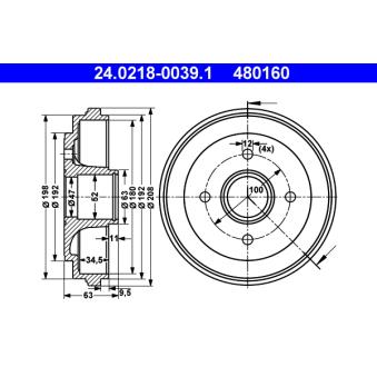 Tambour de frein ATE OEM 4704579