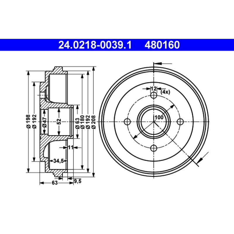 Tambour de frein ATE 24.0218-0039.1 - Visuel 1