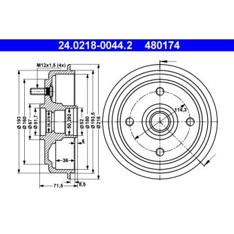 Tambour de frein ATE OEM 5271002500