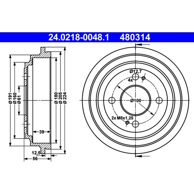 Tambour de frein ATE 24.0218-0048.1 - Visuel 1