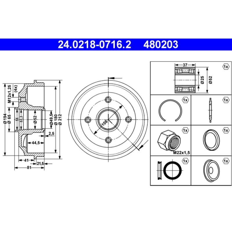 Tambour de frein ATE 24.0218-0716.2 - Visuel 1
