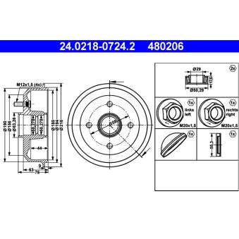 Tambour de frein ATE OEM 1E0026251A