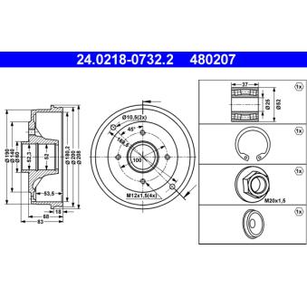 Tambour de frein ATE OEM 7700783030 Tambour de frein ATE OEM 7700783030