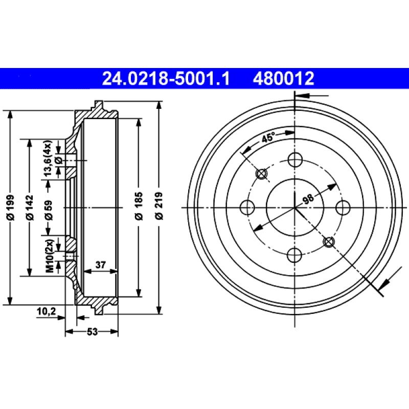 Tambour de frein ATE 24.0218-5001.1 - Visuel 1