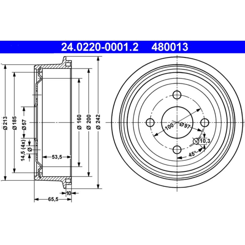 Tambour de frein ATE 24.0220-0001.2 - Visuel 1