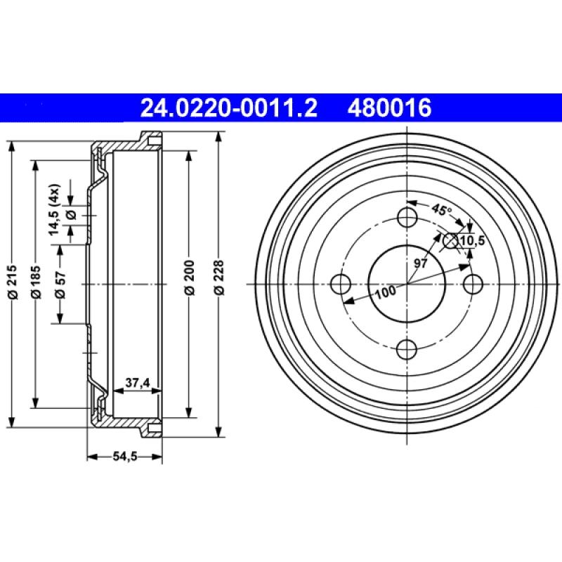 Tambour de frein ATE 24.0220-0011.2 - Visuel 1