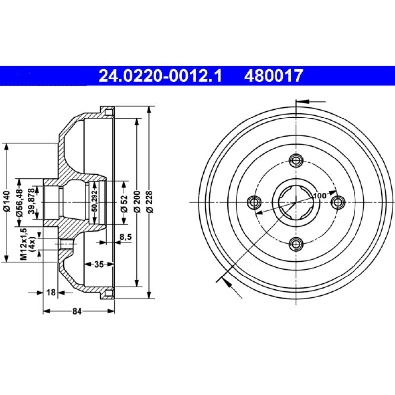 Tambour de frein ATE 24.0220-0012.1 - Visuel 1