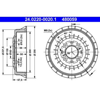Tambour de frein ATE 24.0220-0020.1