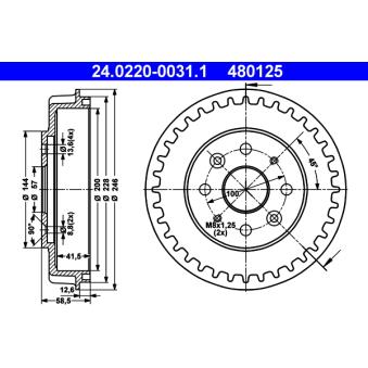 Tambour de frein ATE 24.0220-0031.1