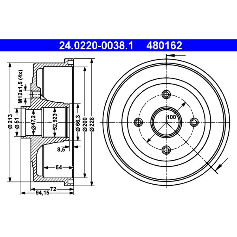 Tambour de frein ATE 24.0220-0038.1 - Visuel 1