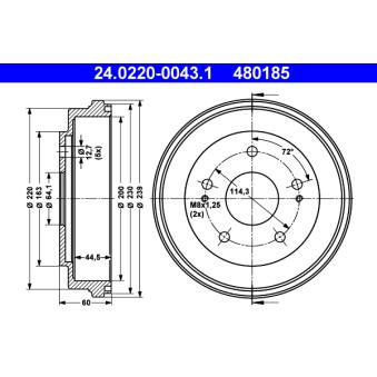 Tambour de frein ATE [24.0220-0043.1]