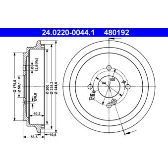 Tambour de frein ATE 24.0220-0044.1