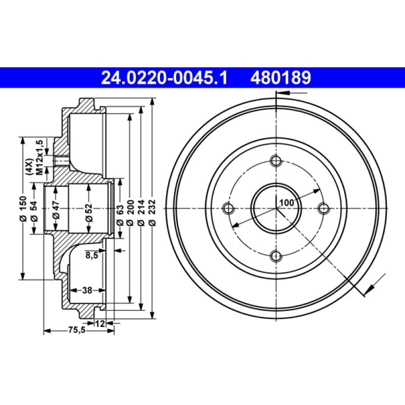 Tambour de frein ATE 24.0220-0045.1 - Visuel 1