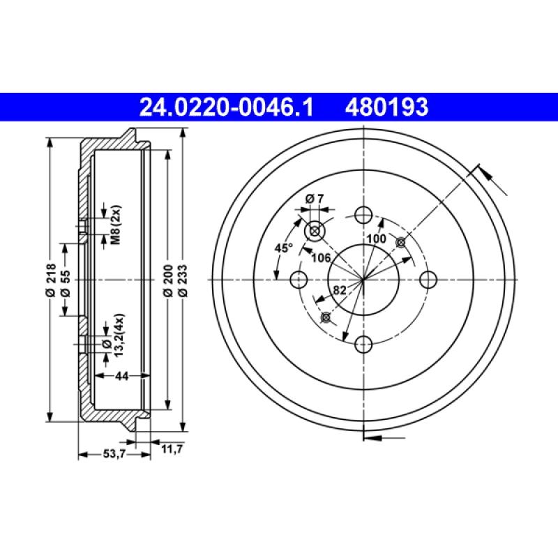 Tambour de frein ATE 24.0220-0046.1 - Visuel 1