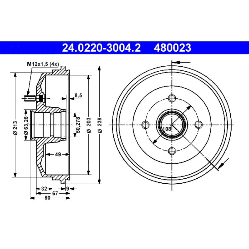 Tambour de frein ATE 24.0220-3004.2 - Visuel 1