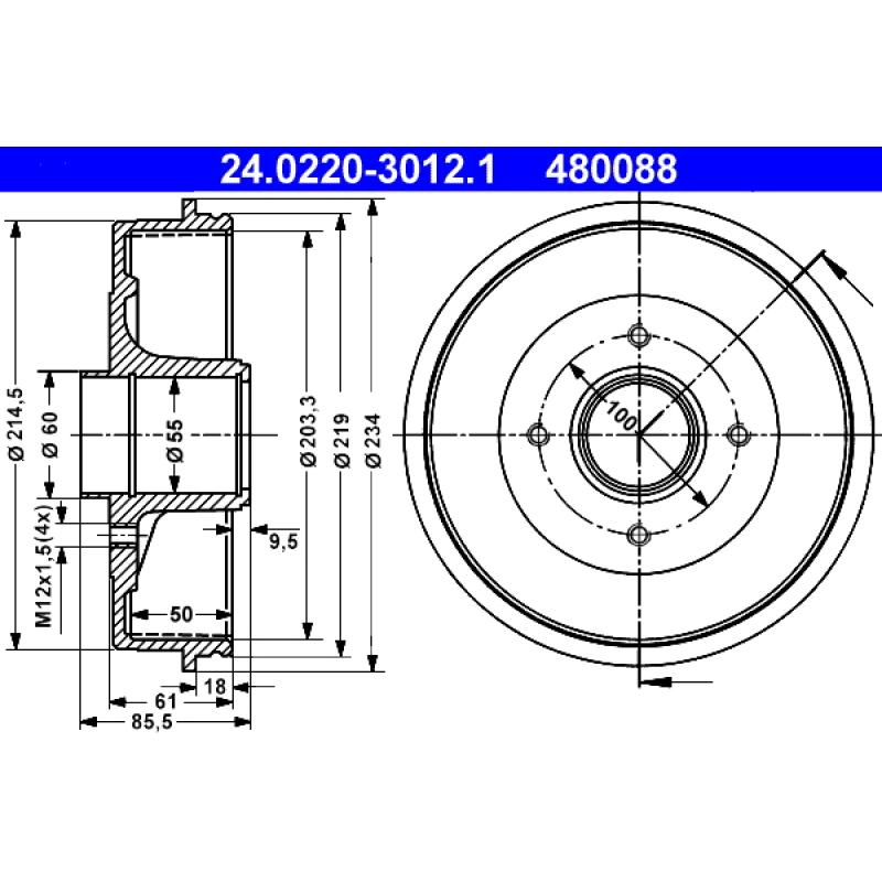 Tambour de frein ATE 24.0220-3012.1 - Visuel 1