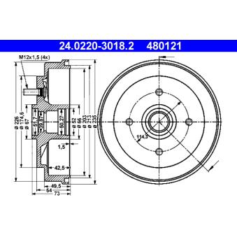 Tambour de frein ATE 24.0220-3018.2