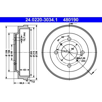 Tambour de frein ATE 24.0220-3034.1