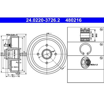 Tambour de frein ATE 24.0220-3726.2