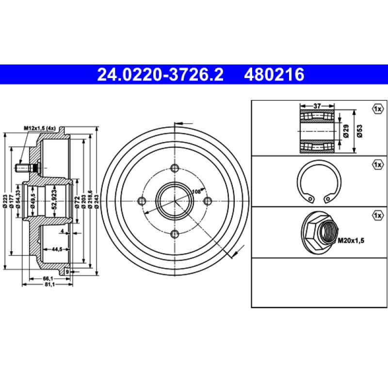 Tambour de frein ATE 24.0220-3726.2 - Visuel 1