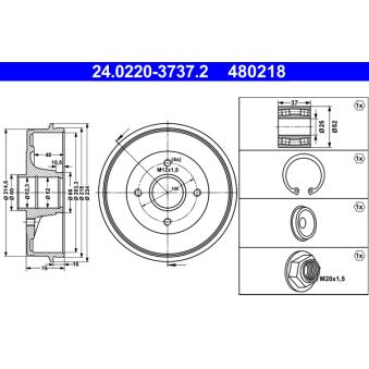 Tambour de frein ATE OEM 8200243735
