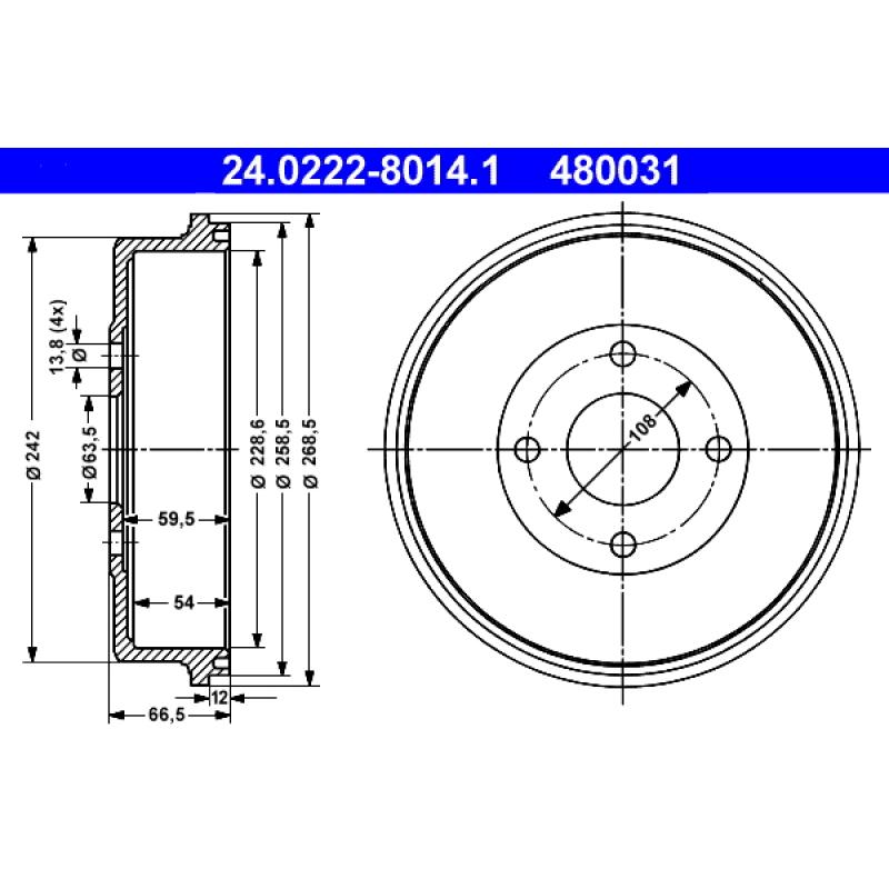 Tambour de frein ATE 24.0222-8014.1 - Visuel 1
