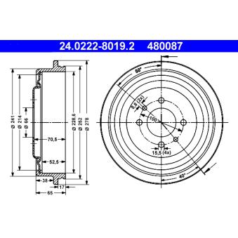 Tambour de frein ATE 24.0222-8019.2