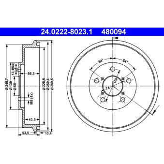 Tambour de frein ATE [24.0222-8023.1]