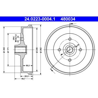 Tambour de frein ATE OEM 477501615A