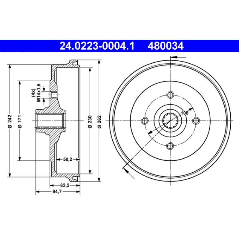 Tambour de frein ATE 24.0223-0004.1 - Visuel 1