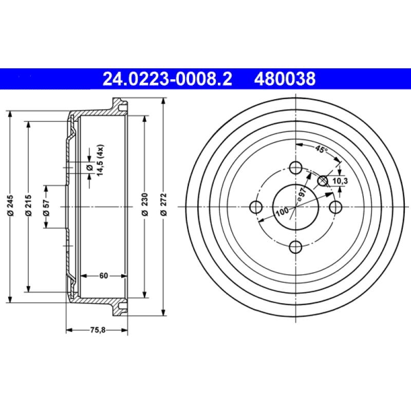 Tambour de frein ATE 24.0223-0008.2 - Visuel 1