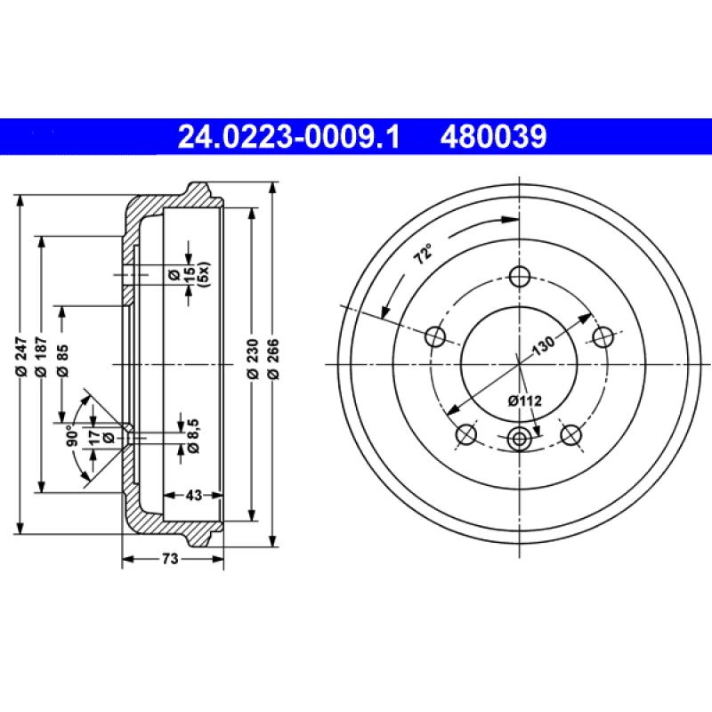 Tambour de frein ATE 24.0223-0009.1 - Visuel 1