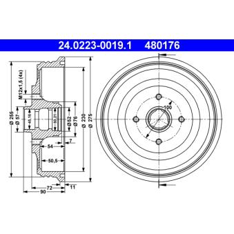 Tambour de frein ATE OEM 6K9501615D