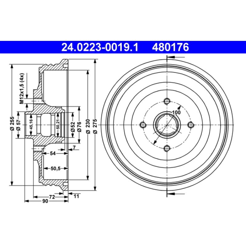 Tambour de frein ATE 24.0223-0019.1 - Visuel 1